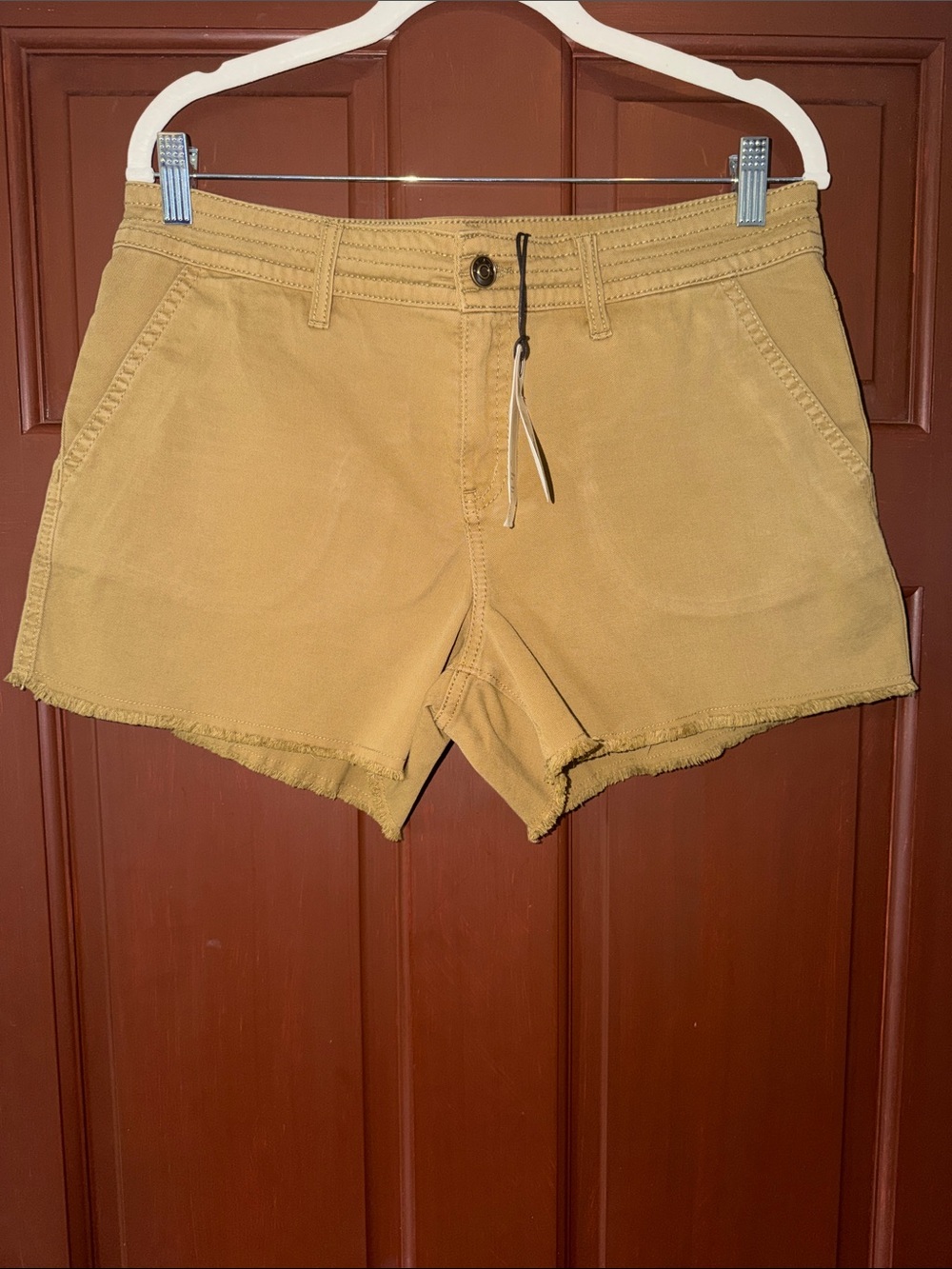 Prana High-Rise Frayed Hem Shorts - Mustard Yellow